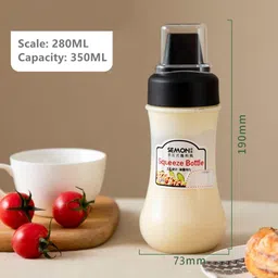 Entisia Squeeze Bottle - Plastic 5 Hole Multipurpose Sauce Squeeze Bottle Ketchup Mayonnaise Refillable Dispenser with Leak Proof Cover Cap, Sauce Dispenser Bottle(350 ML,2) image 2