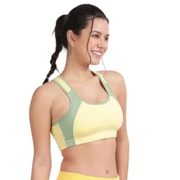 envie 1051 Racer Back Non-Wired, Padded Full Coverage Sports Bra for Womens -Medium to High Impact Gym/Workout Slip-on Bra -200 GSM Cotton|Spandex - All Day Comfort Bra image 3