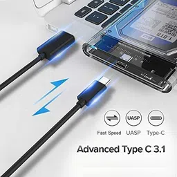 smart tech SmartTech 2.5 inch Sata HDD / SSD Hard Drive Enclosure USB 3.1 with Type C OTG Cable Internal Hard Disk Drive Case for External Portable Transparent Casing Computer Laptop (2.5- USB 3.1) image 3