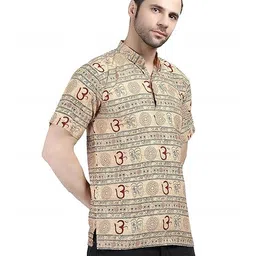 pk hub Om Printed Kurta for Mens and Boys, Kurta for Events, Cotton Half Sleeve Mahadev Mahakal Kurta t Shirt image 1