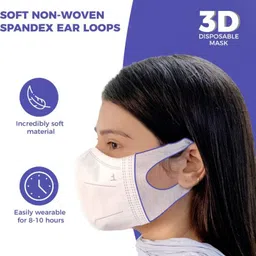 Careview CARE VIEW N95 3 Dimensional Disposable Face Mask with 4 Layered Filtration, SITRA and BIS(ISI) certified & Incredibly Soft Spandex Non Woven Fabric Ear loop (White, Pack of 100) image 3