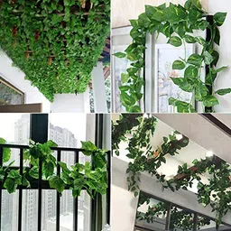 mundeya Plastic Artificial Garlands Hanging Leaves Greenery Vine Lights Creeper Plants For Home Decor Main Door Wall Balcony Office Decoration Party Festival Craft(8 Feet)(Pack Of 3) image 3
