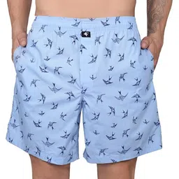 frenchie Men's Relaxed Fit Printed Cotton Boxer Shorts with Side Pockets image 1