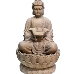 swarnnest interiors SwarnNest Interiors Resin Buddha Statue Decorative Water Fountains for Outdoor Living Room, Office, Garden 4 Feet Large Buddha Fountain, Sitting Pose, Large Big Size (Design 1) image 2