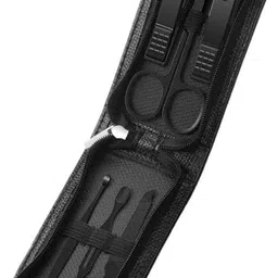 koccido Manicure Pedicure Set 6 in 1 Precision Grooming Kit, Carbon Steel Nail Clippers with Fingernail Clippers, Portable with Travel Case ( Black ) image 1