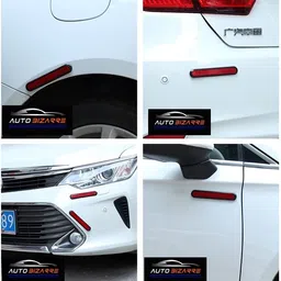 AutoBizarre Red Vinyl Car Anti-Collision, Anti-Scratch, Waterproof High Visibility Reflective Warning Stickers - Set of 2 - Universal Fit for Bumper, Doors, Fender image 2