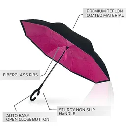 hkv Reverse Umbrella with C-Shaped Handle and UV Protection Inverted Reversible No Drip Umbrella (Multicolor) image 5