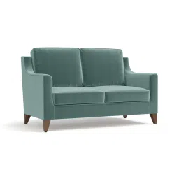urban ladder create Abbey 2 Seater Fabric Sofa in Dusty Turquoise Velvet Colour image 2