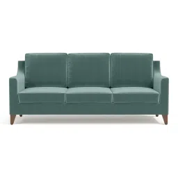 urban ladder create Abbey 3 Seater Fabric Sofa in Dusty Turquoise Velvet Colour image 2