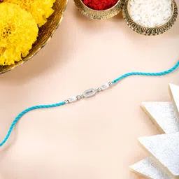Peora Stone Studded Sterling Silver Rakhi With Roli Chawal & Greeting Card-picture-22