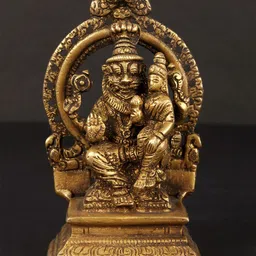 Exotic India Gold Toned Lord Narasimha with Goddess Lakshmi In Brass Showpiece-image-58