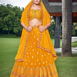 CHANSI Ethnic Motifs Embellished Ready to Wear Lehenga & Blouse With Dupatta-picture-27