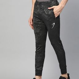 Fuaark Men Black & Charcoal Grey Slim Fit Camouflage Printed Training Joggers-picture-21