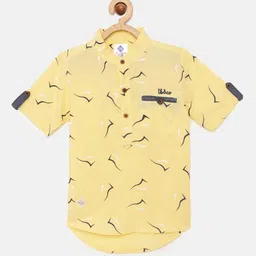 TONYBOY Boys Yellow Pure Cotton Premium Regular Fit Printed Casual Shirt-picture-41