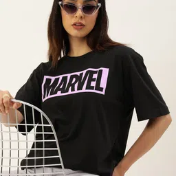 Kook N Keech Marvel Women Printed Pure Cotton Oversized T-shirt-picture-34