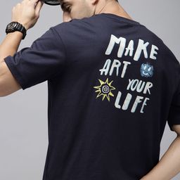 SPYKAR Typography Printed Drop-Shoulder Sleeves Relaxed Fit T-shirt-picture-11
