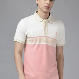 U.S. Polo Assn. Men Colourblocked Polo Collar Pure Cotton Slim Fit T-shirt-picture-31