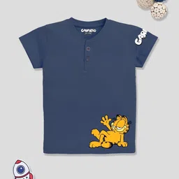 YK X Minute Mirth Boys Garfield Printed Pure Cotton T-shirt with Henley Neck-picture-38