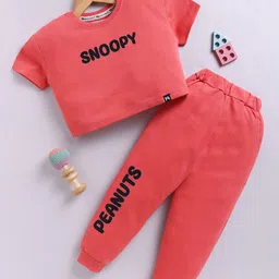 YK X Minute Mirth Girls Peanuts Printed Pure Cotton T-shirt With Joggers-picture-25