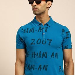 Being Human Men Blue Typography Printed Polo Collar T-shirt-picture-23
