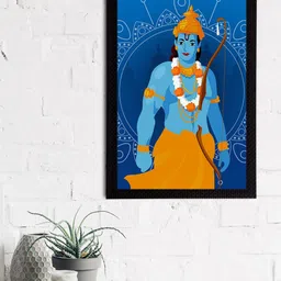 eCraftIndia Blue & Gold-Coloured Lord Ram Satin Matt Texture UV Art Painting-image-65