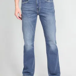 Flying Machine Stone Wash Bruce Bootcut Fit Classic Vintage Jeans-image-0
