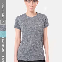 cult cultsportone Women Pack Of 2 Grey & Green Moisture Wicking Active T-shirts-picture-10