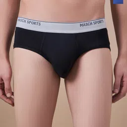 Masch Sports Pack Of 2 Low Rise Anti Microbial Basic Briefs BRF-2-SOL-EI-BLU-ET-BLK-picture-33