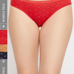 SECRETS BY ZEROKAATA Women Pack of 4 Assorted Printed Cotton Basic Briefs-picture-33