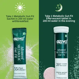 OZiva Advanced Metabolic Gut-Fit - Fights Inflammation - 30 Sachets + 30 Tablets image 5