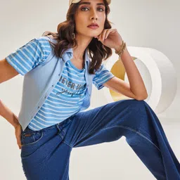 Crimsoune Club Striped Round Neck Short Sleeves Cotton Slim Fit T-shirt-picture-23