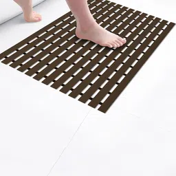 Myntra Elegant Homes Brown Stripe Design Anti-Skid Bath Rug image 3