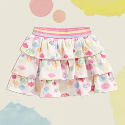 mothercare Girls Multi-Coloured Print Layered Pure Cotton A-Line Skirt-picture-19