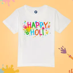YK Boys Holi Printed Round Neck Short Sleeves Pure Cotton T-shirt-image-12