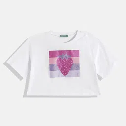 United Colors of Benetton Girls Glitter Print Pure Cotton T-shirt-picture-38