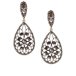 Mali Fionna Gold-Toned & Black Teardrop Shaped Drop Earrings-picture-21