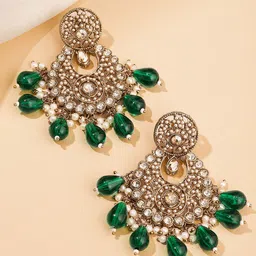 Peora Gold-Plated Crystals Contemporary Chandbalis Earrings-picture-14
