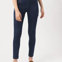 DressBerry Women Navy Blue Super Skinny Fit Washed Jeggings-picture-34