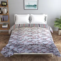 Trance home Linen Grey Peach 210 GSM Pure Cotton Reversible Double Bed Size Dohar image 3