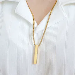 Designs & You Stainless Steel Gold-Plated Geometric Pendants With Chains-picture-33