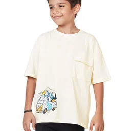 My Milestones Boys Graphic Printed Round Neck Drop Shoulder Sleeves Cotton T-shirt-picture-36