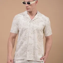 Crimsoune Club Floral Printed Lapel Collar Classic Slim Fit Casual Shirt-image-40