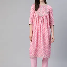 Vbuyz Floral Embroidered Gotta Patti Pure Cotton Kurta-picture-26