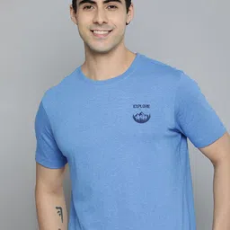 HERE&NOW Men Blue Pure Cotton T-shirt-picture-36