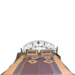 Exotic India Blue & Green Ethnic Motifs Printed 300 TC Queen Bedsheet with 2 Pillow Covers-image-13