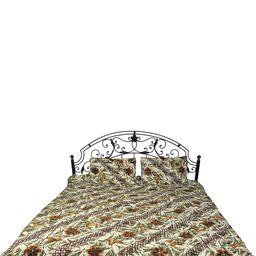 Exotic India Green & Brown Ethnic Motifs Cotton 300 TC Queen Bedsheet With 2 Pillow Covers-picture-25