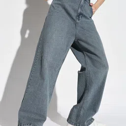 SHOWOFF Women Comfort Wide Leg Low Distress Light Fade Acid Wash Stretchable Jeans-image-74