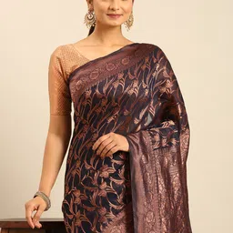 SANGAM PRINTS Floral Woven Design Saree-image-46