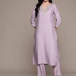 Readiprint Fashions Women Floral Yoke Design Regular Pure Silk Kurta with Palazzos-picture-49