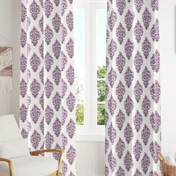 Trance Home Linen Mauve & White 2 Pcs Printed Room Darkening Pure Cotton Door Curtains-picture-19